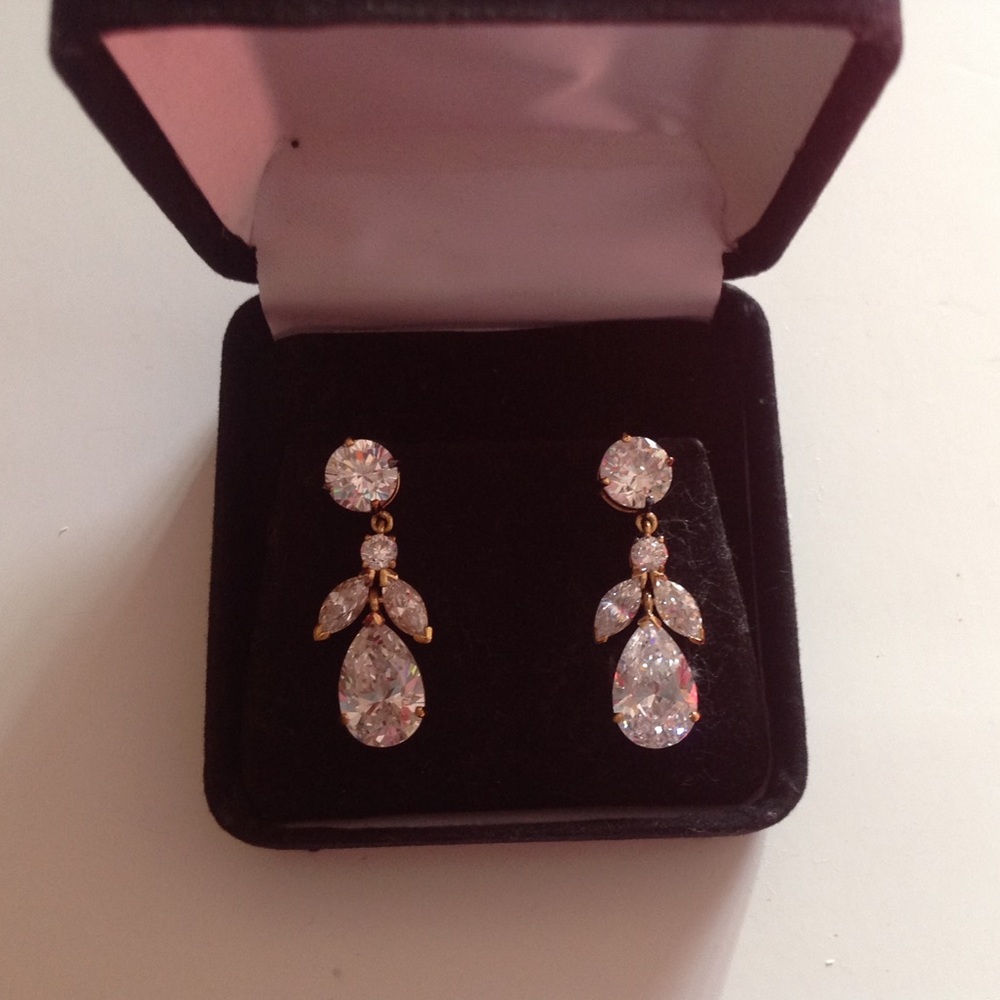 Faux marquee & pear cut dangle earrings